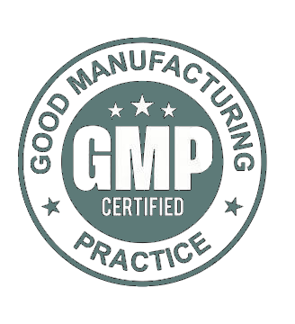 GMP Certified badge with stars on a white background