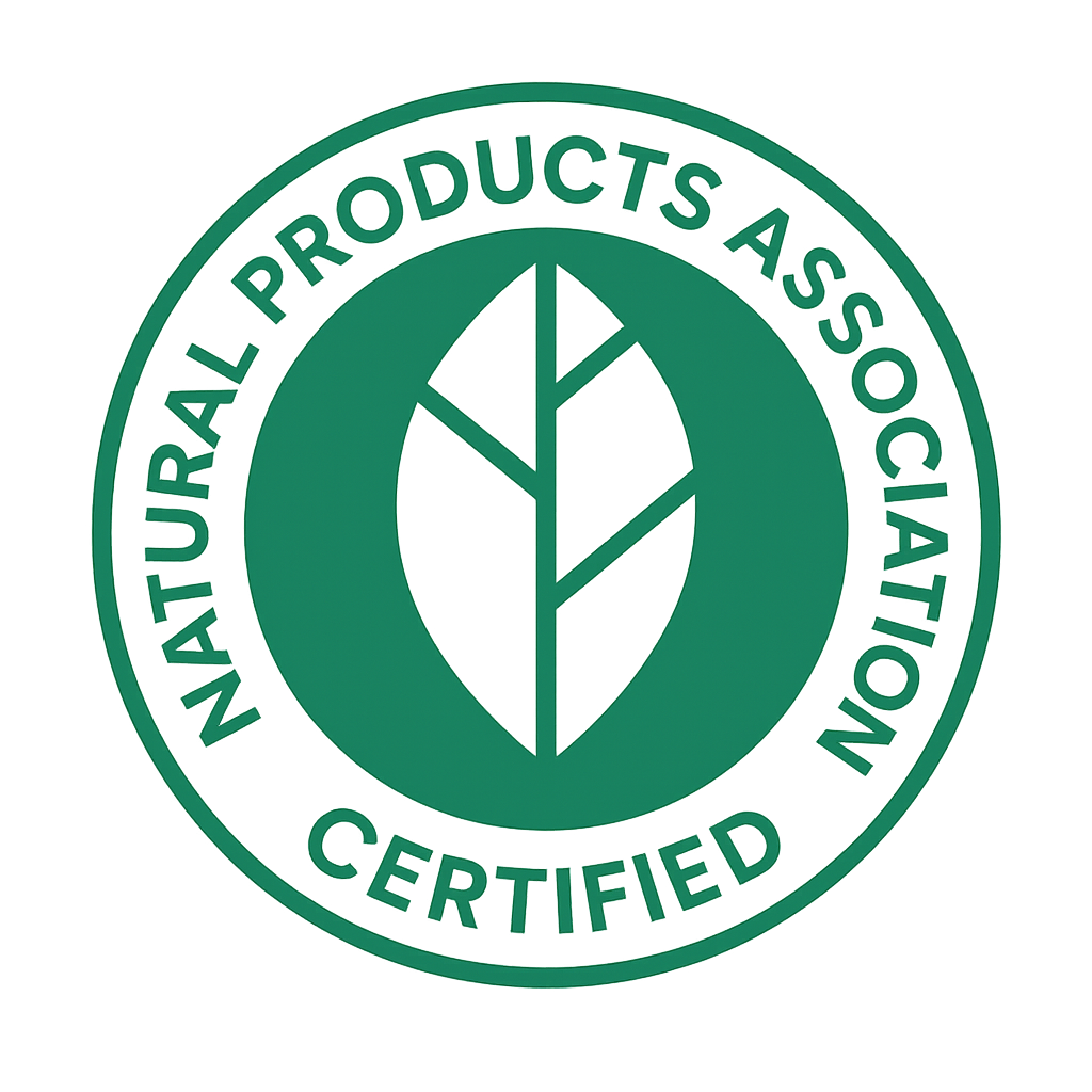 Green logo of the Natural Products Association with a leaf symbol on a white background